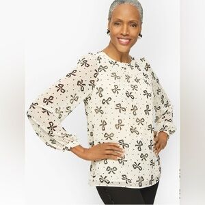 Talbots Tie Back Back Long Sleeve Lined Blouse